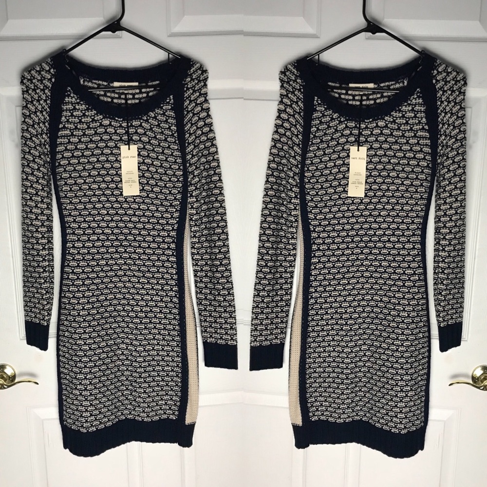 Navy and Cream Sweater Dress